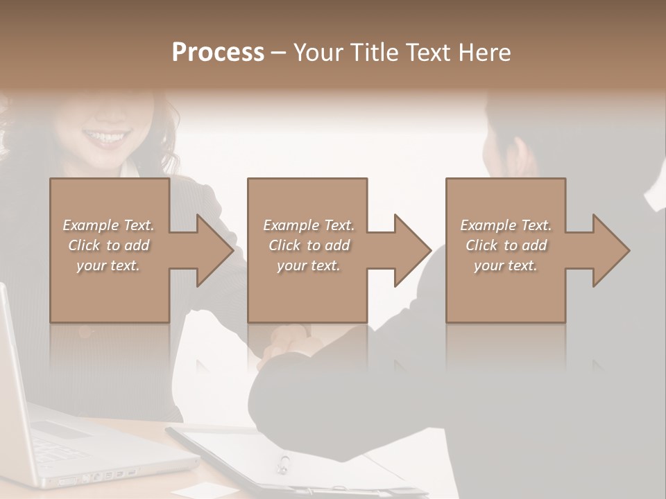 A Smiling Businesswoman Shakes Hands With A Young Businessman PowerPoint Template