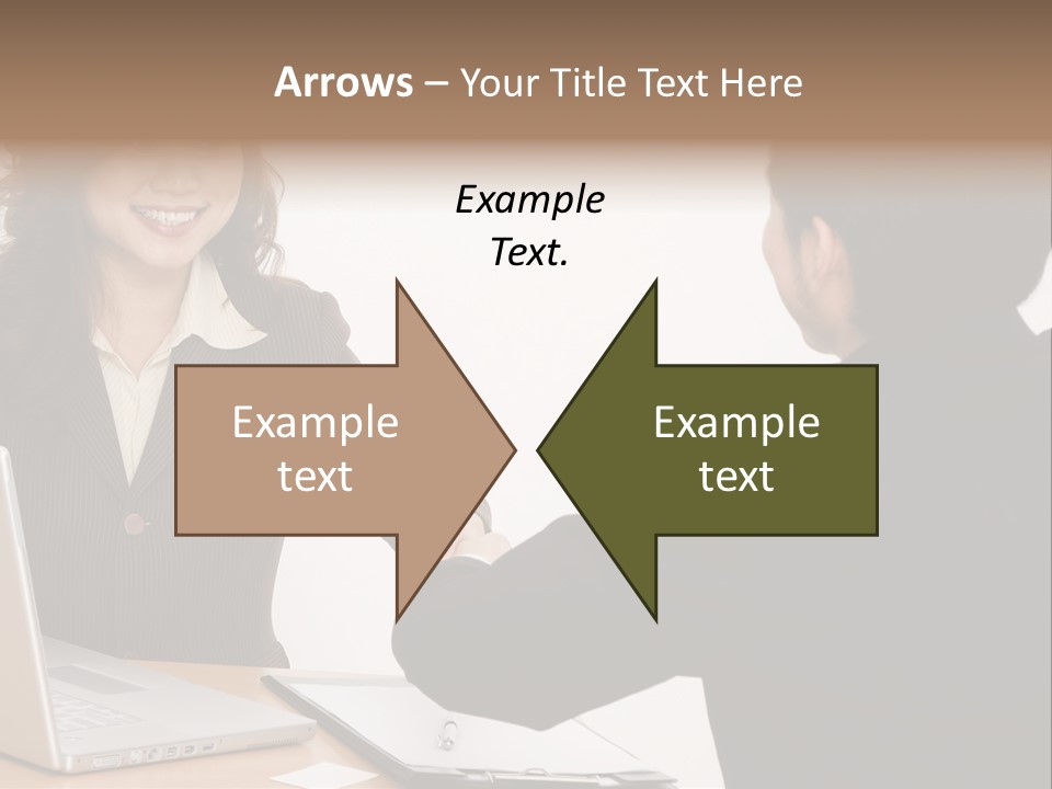 A Smiling Businesswoman Shakes Hands With A Young Businessman PowerPoint Template