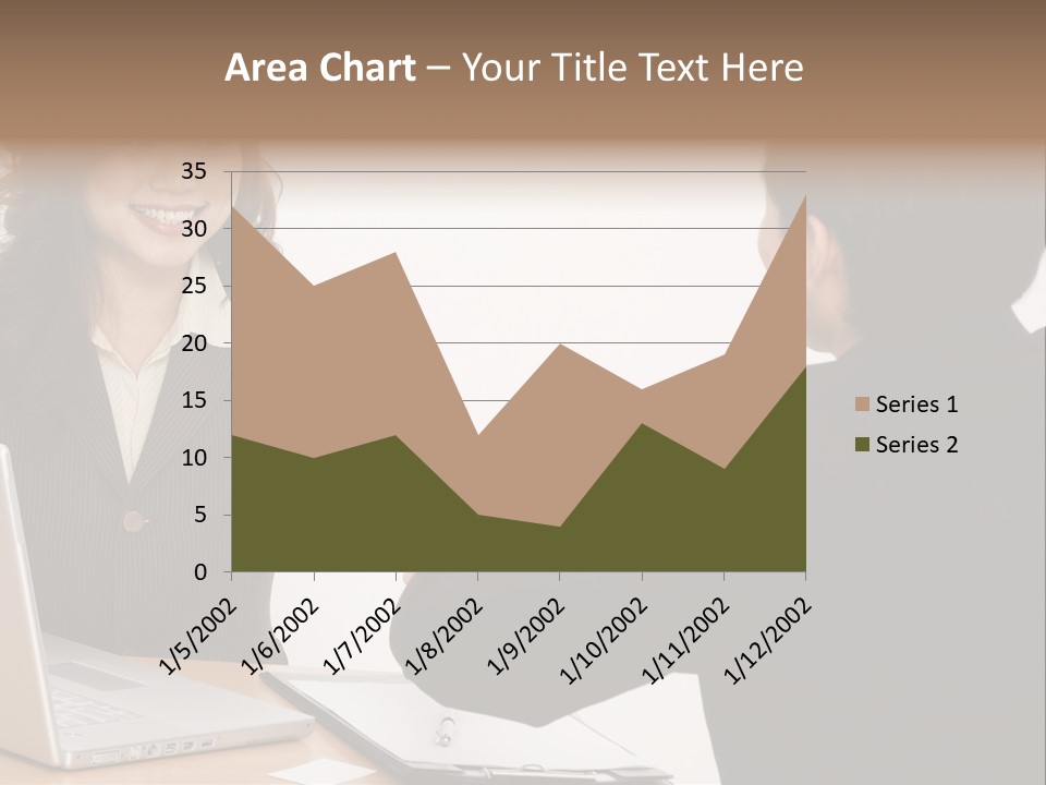 A Smiling Businesswoman Shakes Hands With A Young Businessman PowerPoint Template