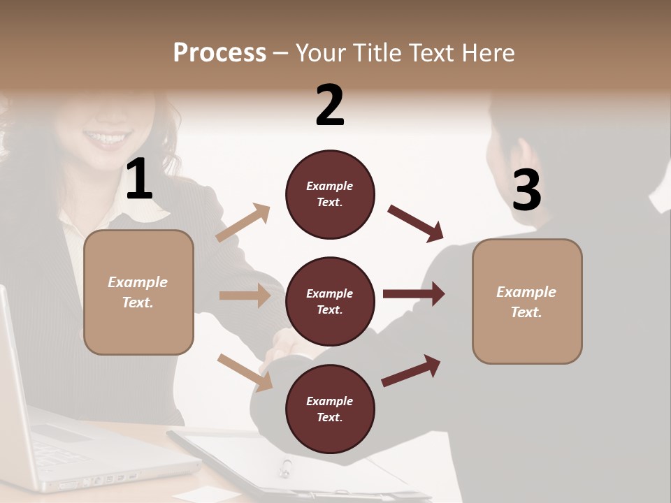 A Smiling Businesswoman Shakes Hands With A Young Businessman PowerPoint Template