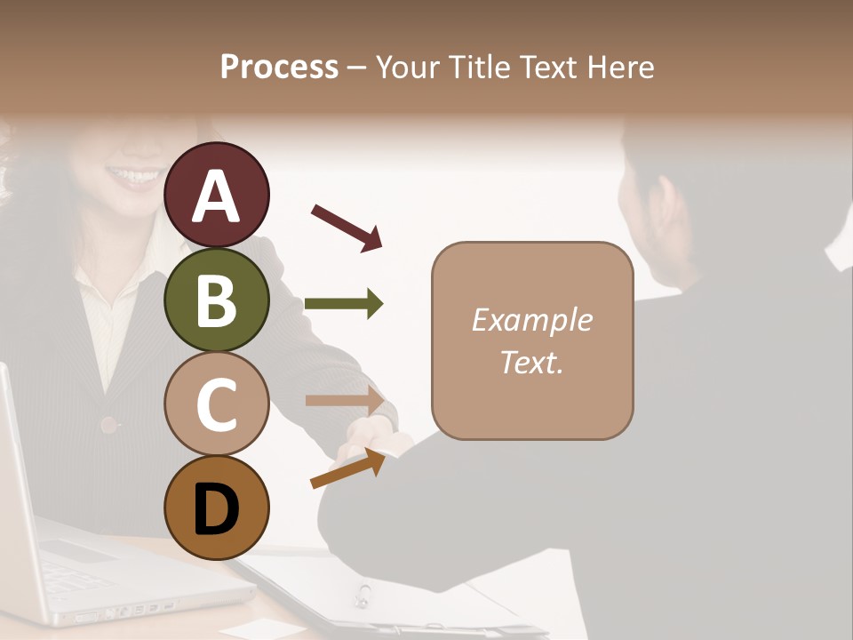 A Smiling Businesswoman Shakes Hands With A Young Businessman PowerPoint Template