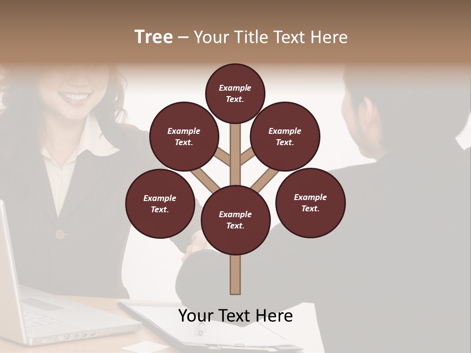 A Smiling Businesswoman Shakes Hands With A Young Businessman PowerPoint Template