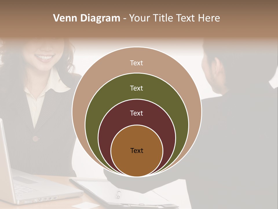 A Smiling Businesswoman Shakes Hands With A Young Businessman PowerPoint Template