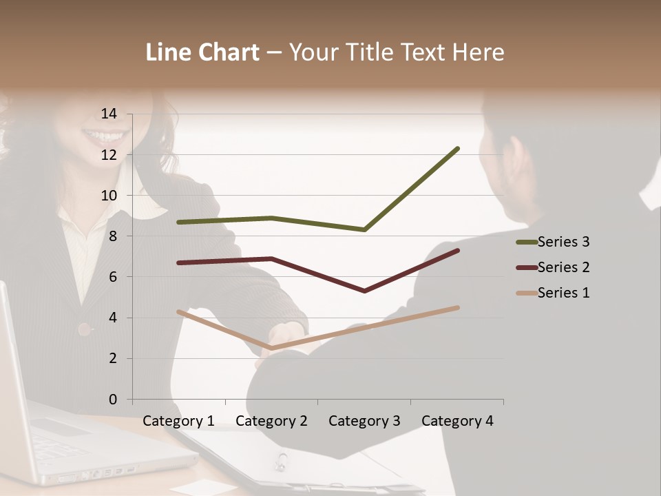 A Smiling Businesswoman Shakes Hands With A Young Businessman PowerPoint Template