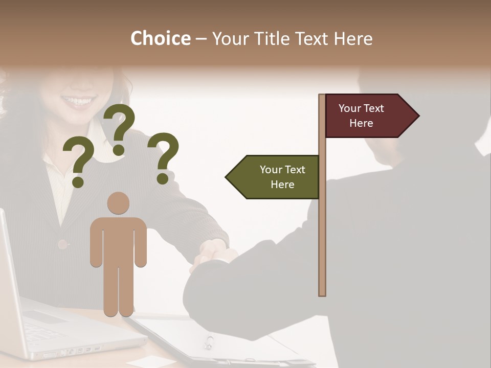 A Smiling Businesswoman Shakes Hands With A Young Businessman PowerPoint Template