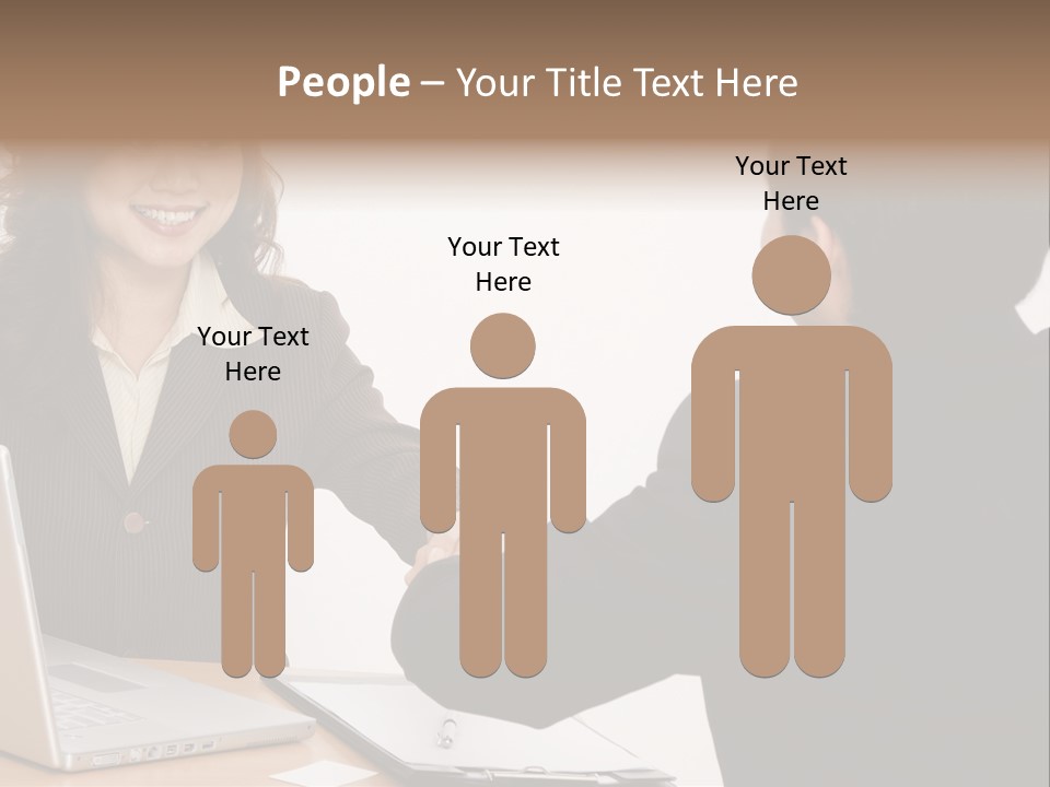 A Smiling Businesswoman Shakes Hands With A Young Businessman PowerPoint Template