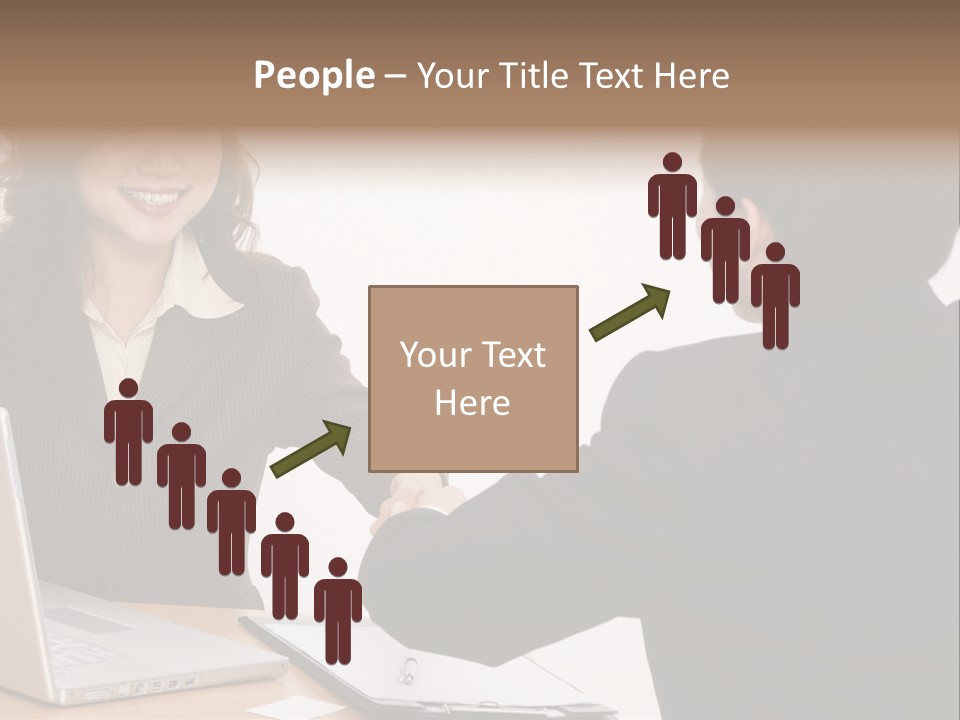 A Smiling Businesswoman Shakes Hands With A Young Businessman PowerPoint Template