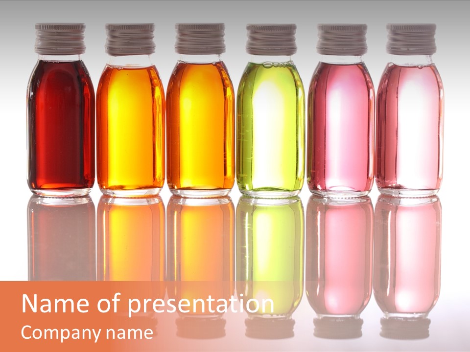 Bottles With Essential Oils Isolated On White Background PowerPoint Template
