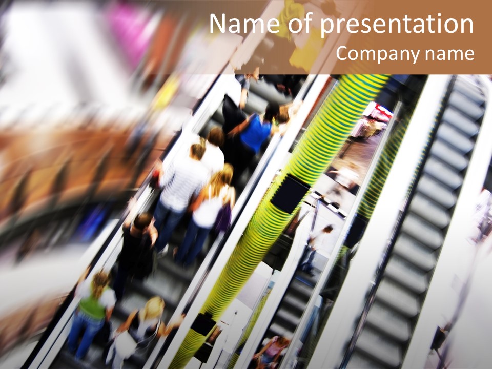 Shopping Abstract. People Rush On Escalator Motion Blurred PowerPoint Template