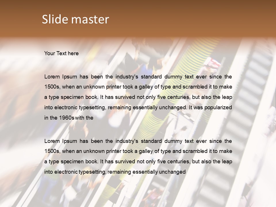 Shopping Abstract. People Rush On Escalator Motion Blurred PowerPoint Template