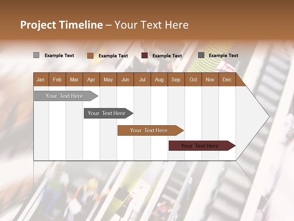 Shopping Abstract. People Rush On Escalator Motion Blurred PowerPoint Template