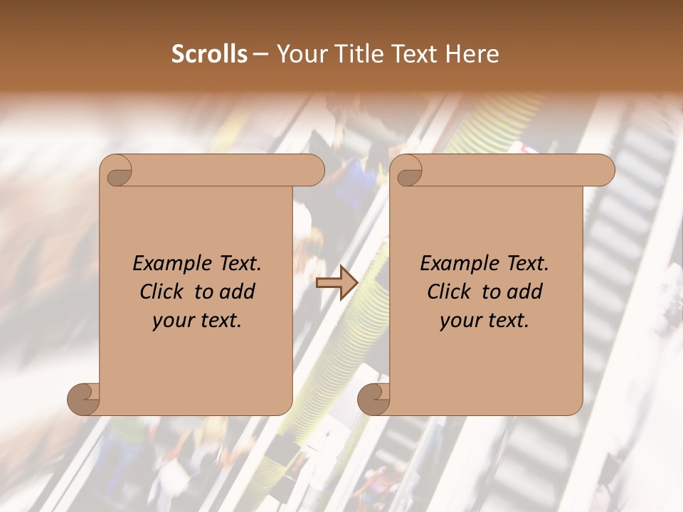 Shopping Abstract. People Rush On Escalator Motion Blurred PowerPoint Template