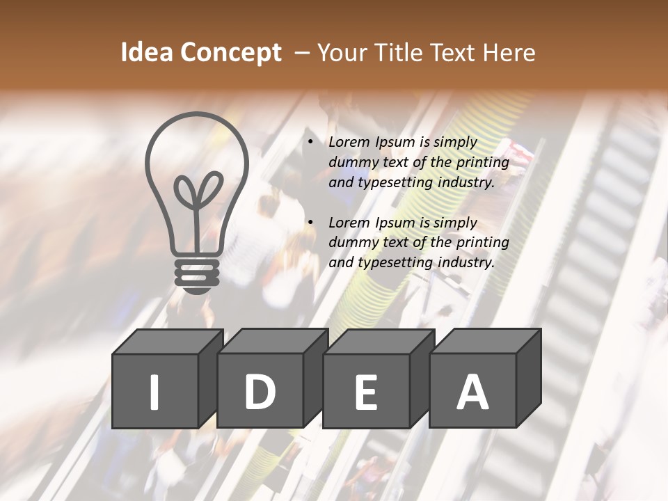 Shopping Abstract. People Rush On Escalator Motion Blurred PowerPoint Template