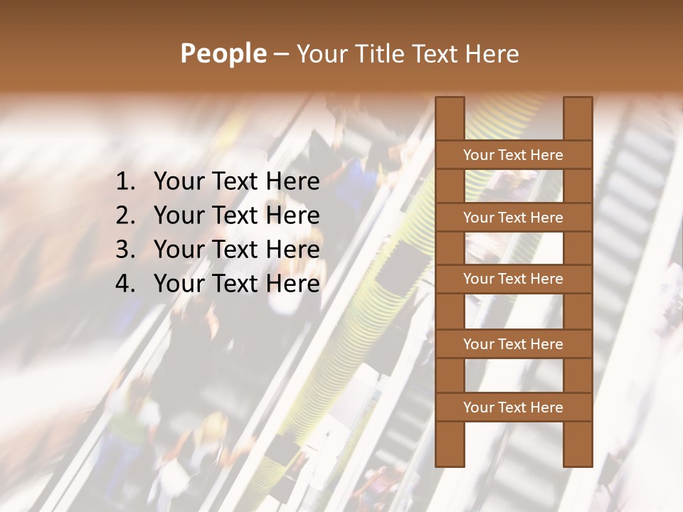 Shopping Abstract. People Rush On Escalator Motion Blurred PowerPoint Template