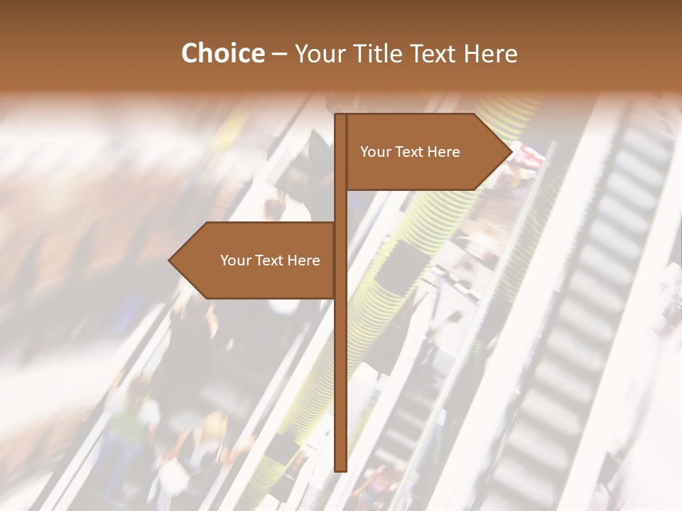 Shopping Abstract. People Rush On Escalator Motion Blurred PowerPoint Template