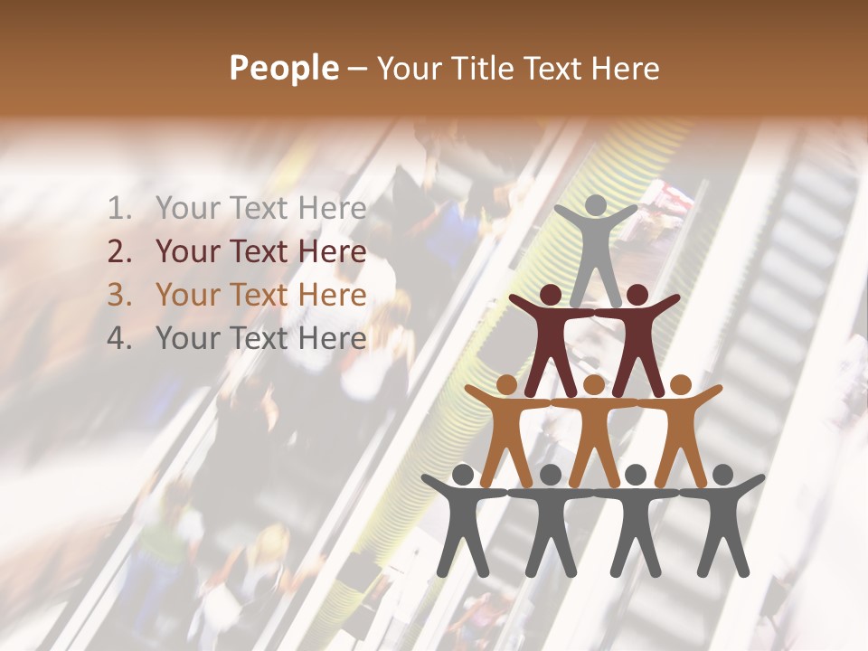 Shopping Abstract. People Rush On Escalator Motion Blurred PowerPoint Template