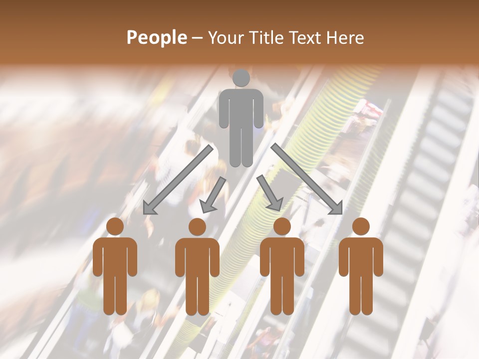 Shopping Abstract. People Rush On Escalator Motion Blurred PowerPoint Template