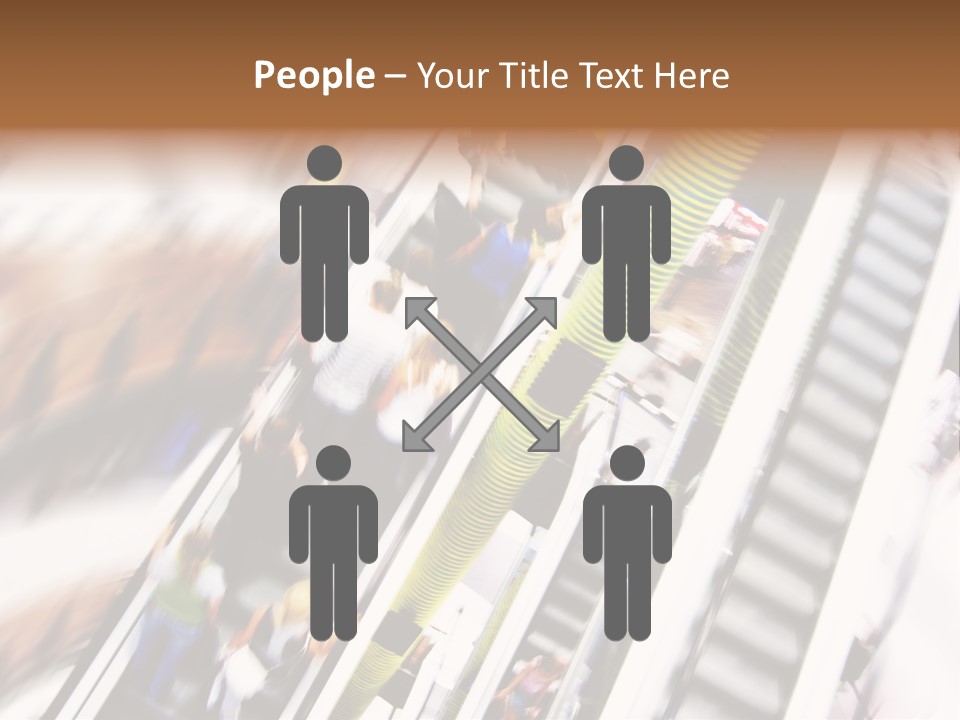 Shopping Abstract. People Rush On Escalator Motion Blurred PowerPoint Template