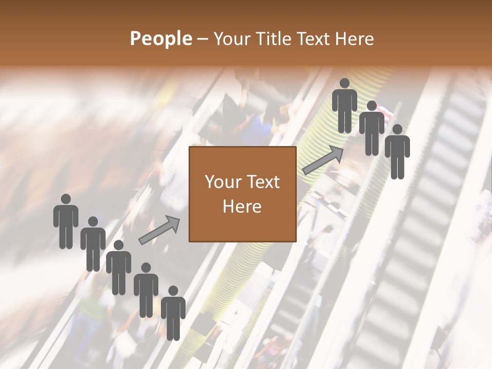 Shopping Abstract. People Rush On Escalator Motion Blurred PowerPoint Template