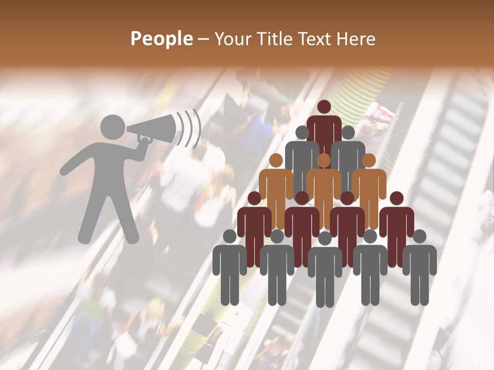 Shopping Abstract. People Rush On Escalator Motion Blurred PowerPoint Template