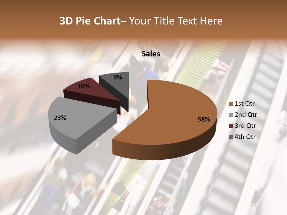 Shopping Abstract. People Rush On Escalator Motion Blurred PowerPoint Template