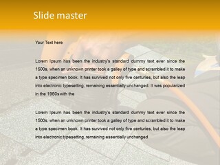 Carpenter Uses Nail Gun To Attach Asphalt Shingles To Roof PowerPoint Template