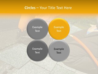 Carpenter Uses Nail Gun To Attach Asphalt Shingles To Roof PowerPoint Template