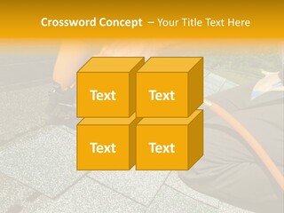 Carpenter Uses Nail Gun To Attach Asphalt Shingles To Roof PowerPoint Template