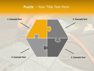 Carpenter Uses Nail Gun To Attach Asphalt Shingles To Roof PowerPoint Template