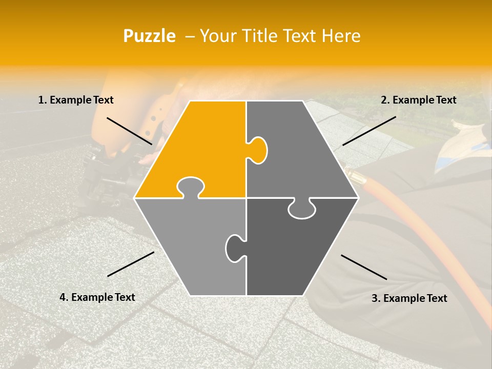 Carpenter Uses Nail Gun To Attach Asphalt Shingles To Roof PowerPoint Template