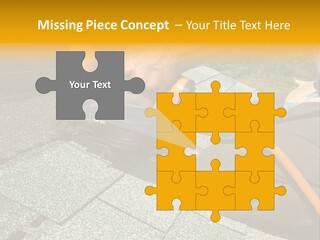 Carpenter Uses Nail Gun To Attach Asphalt Shingles To Roof PowerPoint Template