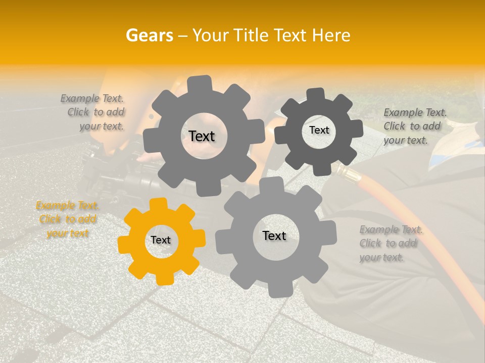 Carpenter Uses Nail Gun To Attach Asphalt Shingles To Roof PowerPoint Template