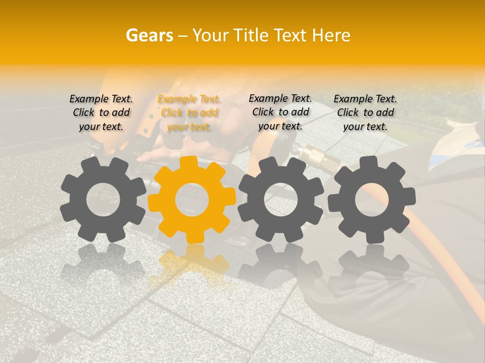 Carpenter Uses Nail Gun To Attach Asphalt Shingles To Roof PowerPoint Template