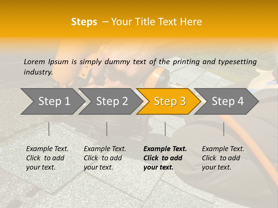 Carpenter Uses Nail Gun To Attach Asphalt Shingles To Roof PowerPoint Template
