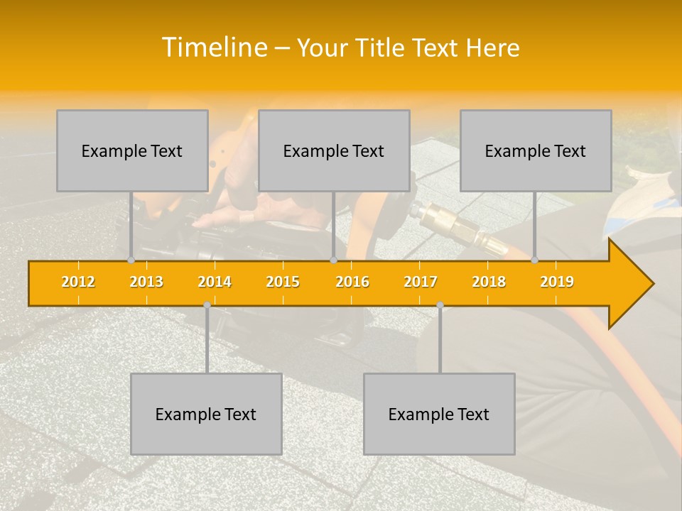 Carpenter Uses Nail Gun To Attach Asphalt Shingles To Roof PowerPoint Template