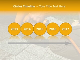 Carpenter Uses Nail Gun To Attach Asphalt Shingles To Roof PowerPoint Template