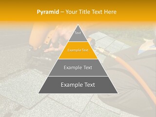 Carpenter Uses Nail Gun To Attach Asphalt Shingles To Roof PowerPoint Template