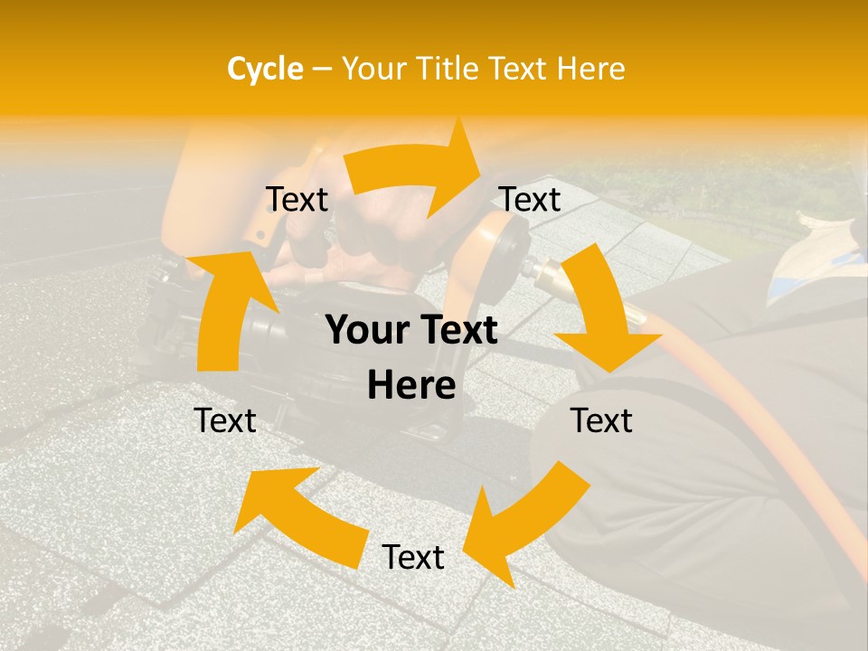 Carpenter Uses Nail Gun To Attach Asphalt Shingles To Roof PowerPoint Template