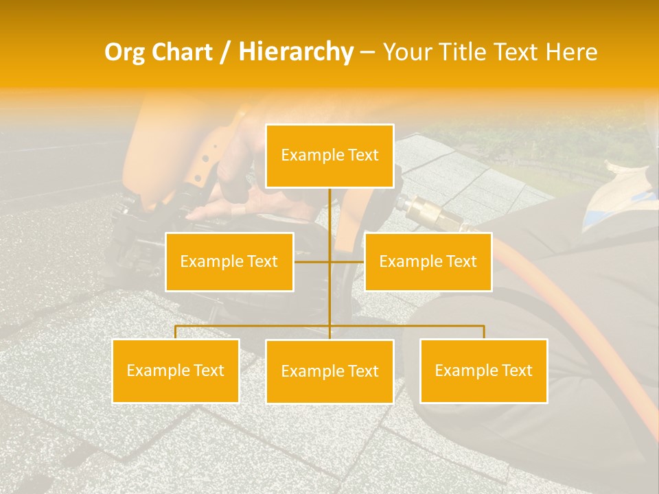 Carpenter Uses Nail Gun To Attach Asphalt Shingles To Roof PowerPoint Template