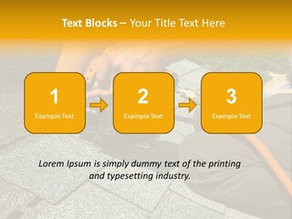 Carpenter Uses Nail Gun To Attach Asphalt Shingles To Roof PowerPoint Template