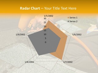 Carpenter Uses Nail Gun To Attach Asphalt Shingles To Roof PowerPoint Template