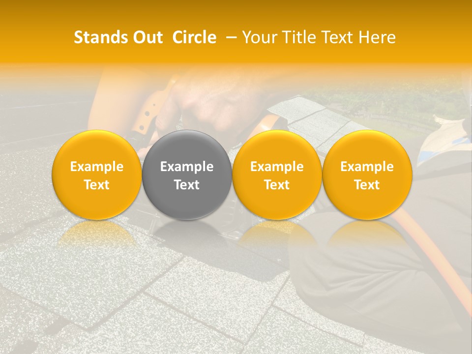 Carpenter Uses Nail Gun To Attach Asphalt Shingles To Roof PowerPoint Template