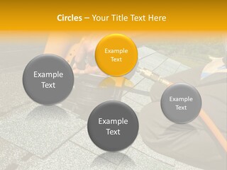 Carpenter Uses Nail Gun To Attach Asphalt Shingles To Roof PowerPoint Template