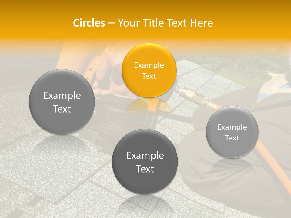 Carpenter Uses Nail Gun To Attach Asphalt Shingles To Roof PowerPoint Template