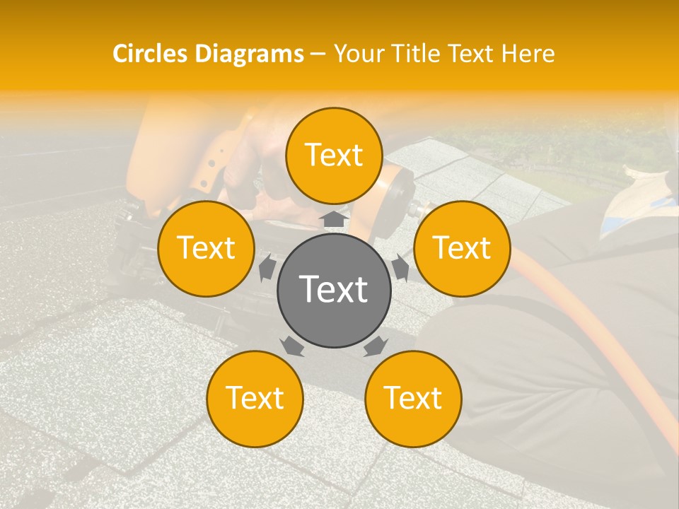 Carpenter Uses Nail Gun To Attach Asphalt Shingles To Roof PowerPoint Template