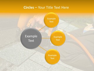 Carpenter Uses Nail Gun To Attach Asphalt Shingles To Roof PowerPoint Template