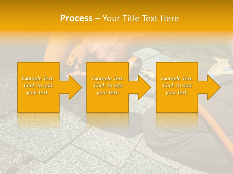 Carpenter Uses Nail Gun To Attach Asphalt Shingles To Roof PowerPoint Template