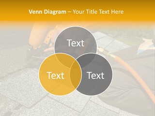 Carpenter Uses Nail Gun To Attach Asphalt Shingles To Roof PowerPoint Template