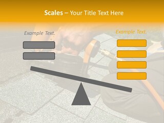 Carpenter Uses Nail Gun To Attach Asphalt Shingles To Roof PowerPoint Template