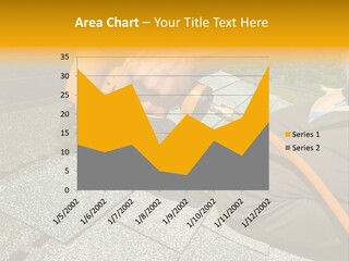 Carpenter Uses Nail Gun To Attach Asphalt Shingles To Roof PowerPoint Template